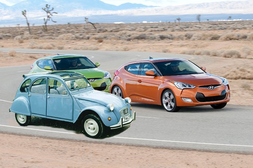 Velosters undergo competitor benchmark performance testing at Hyundai's proving grounds