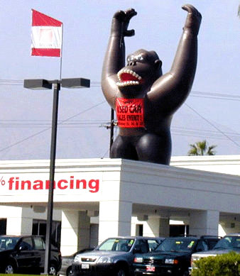 A giant gorilla increasing car sales, yesterday