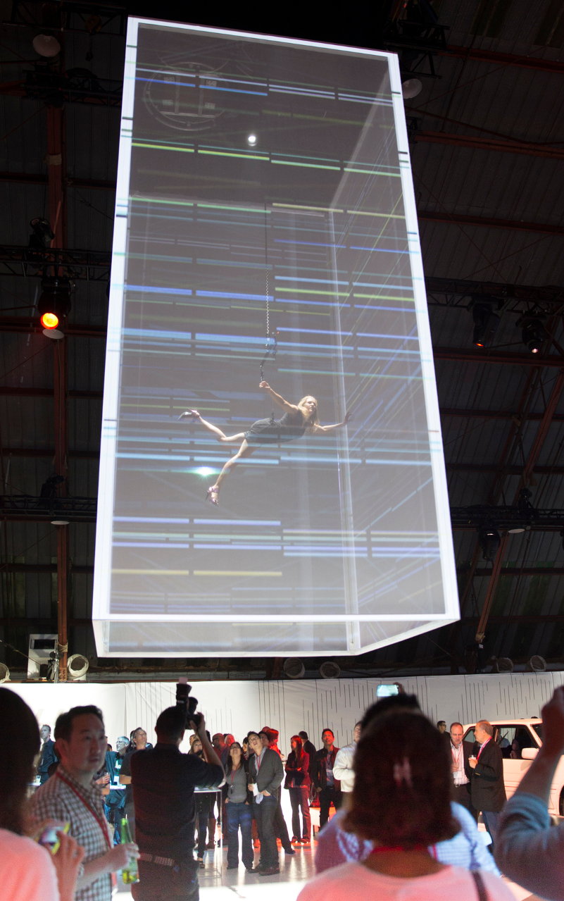 A chick in a box at a Toyota event, yesterday